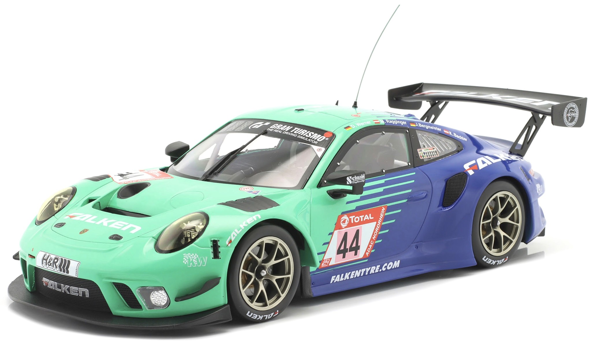 Schaalmodel 1:18 Porsche 911 GT3 R Falken Motorsports #44 24H Nürburgring 2019 IXO