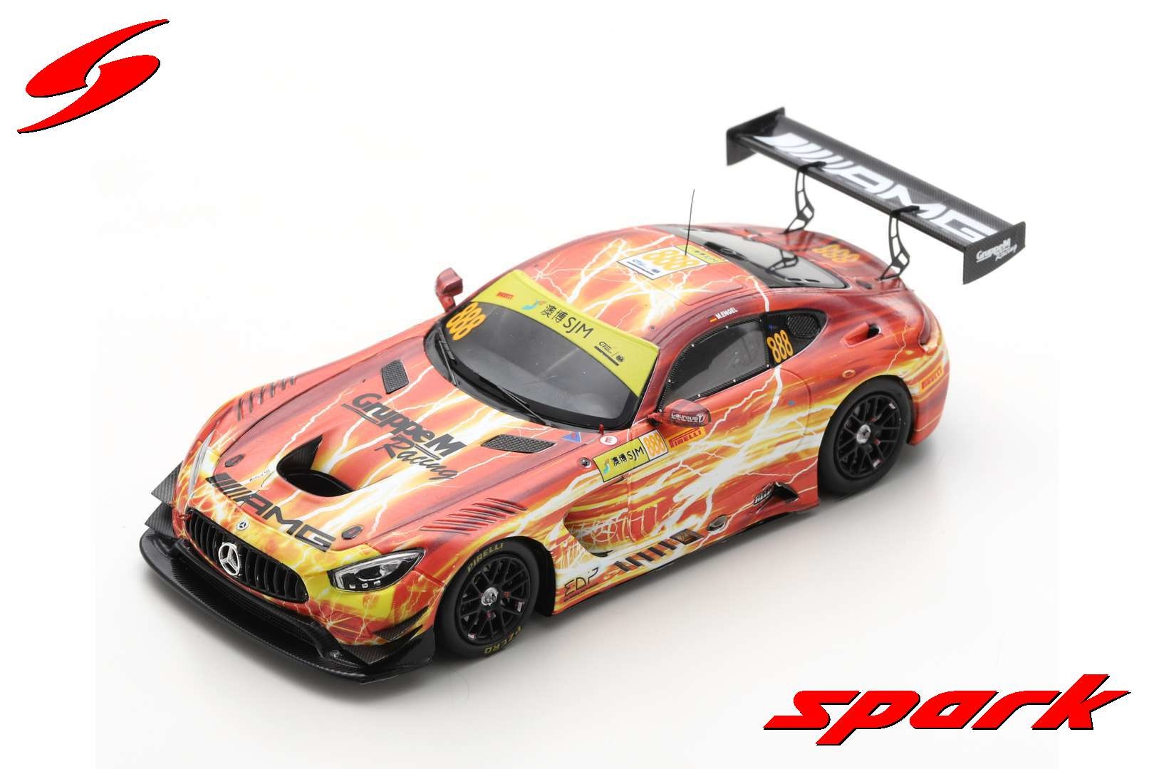 Modellauto 1:43 Mercedes-AMG GT3 #888 Maro Engel GruppeM Racing FIA GT World Cup Macau 2019 Spark
