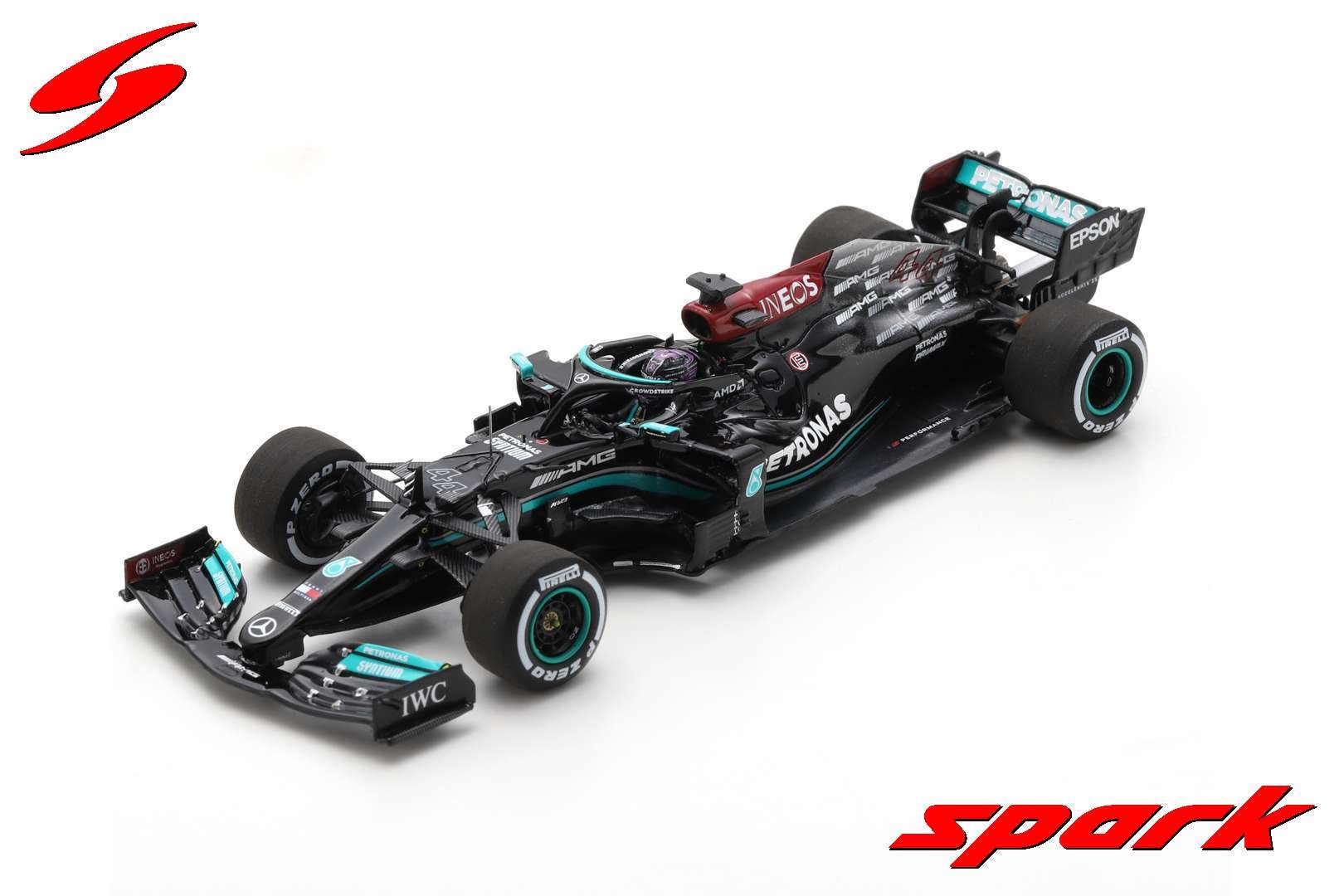 Schaalmodel 1:43 Mercedes-AMG Petronas F1 Team W12, #44 Lewis Hamilton 'Winner Bahrain GP 2021' Spark