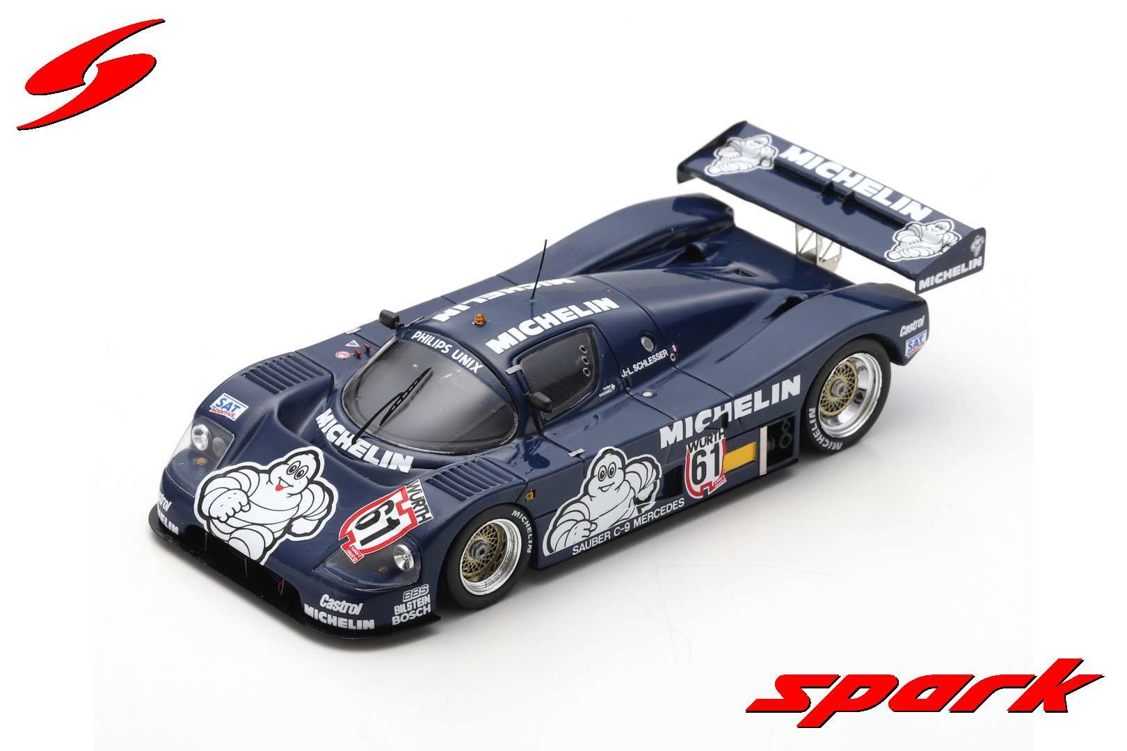 Schaalmodel 1:43 Sauber C9 #61 Jean-Louis Schlesser Winner Nürburgring Supercup 1987 Spark