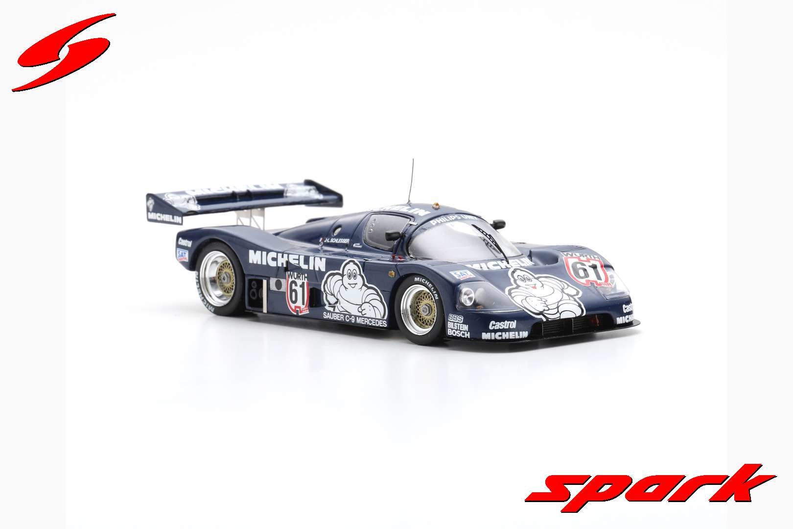 Schaalmodel 1:43 Sauber C9 #61 Jean-Louis Schlesser Winner Nürburgring Supercup 1987 Spark