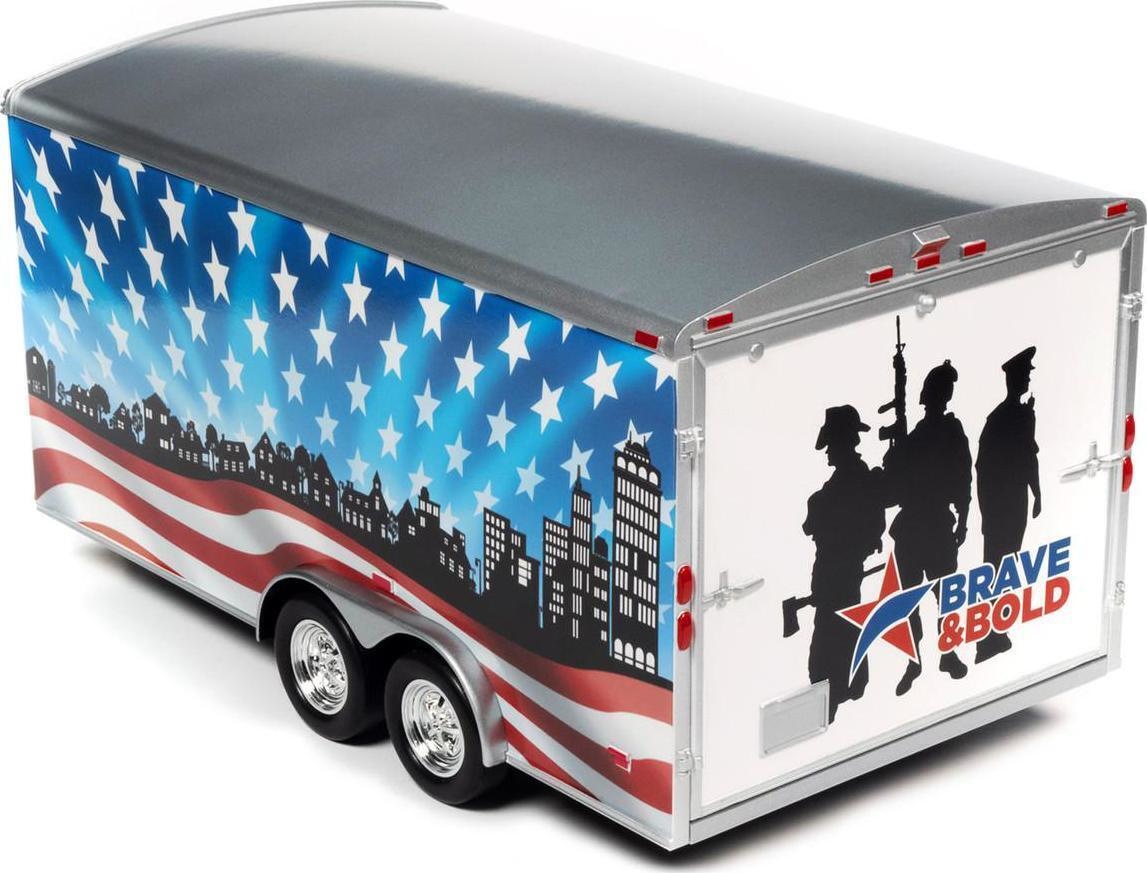1:18 Enclosed Trailer Patriotic Patriotic Brave & Bold