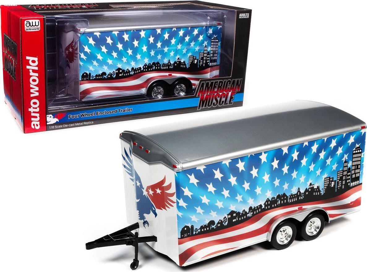 1:18 Enclosed Trailer Patriotic Patriotic Brave & Bold