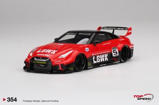 Schaalmodel 1:18 LB-Silhouette WORKS Nissan 35GT-RR Rood TopSpeed Models