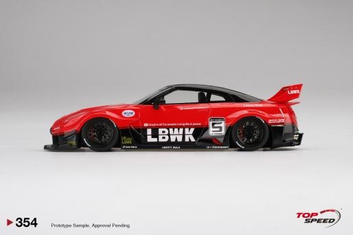 Schaalmodel 1:18 LB-Silhouette WORKS Nissan 35GT-RR Rood TopSpeed Models