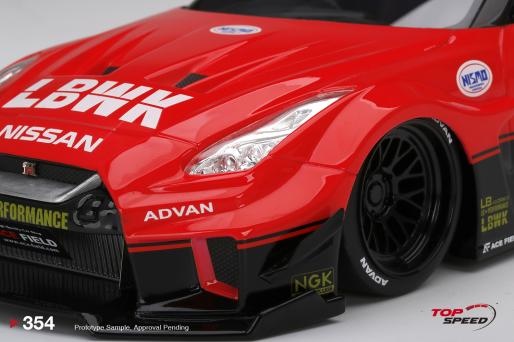 Schaalmodel 1:18 LB-Silhouette WORKS Nissan 35GT-RR Rood TopSpeed Models