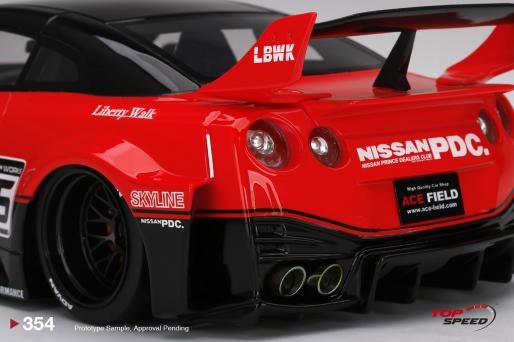 Schaalmodel 1:18 LB-Silhouette WORKS Nissan 35GT-RR Rood TopSpeed Models