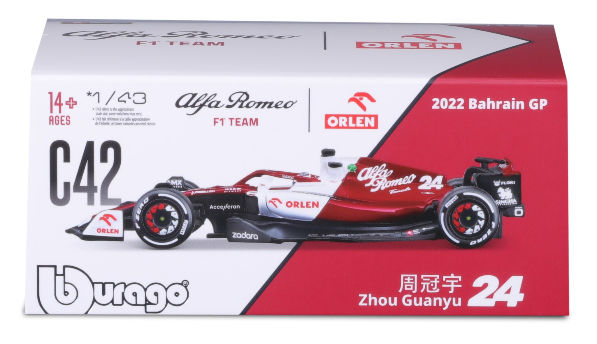 1:43 Alfa Romeo  F1 Team Orlen C42 Guanyu Zhou 2022 *Met figuur*