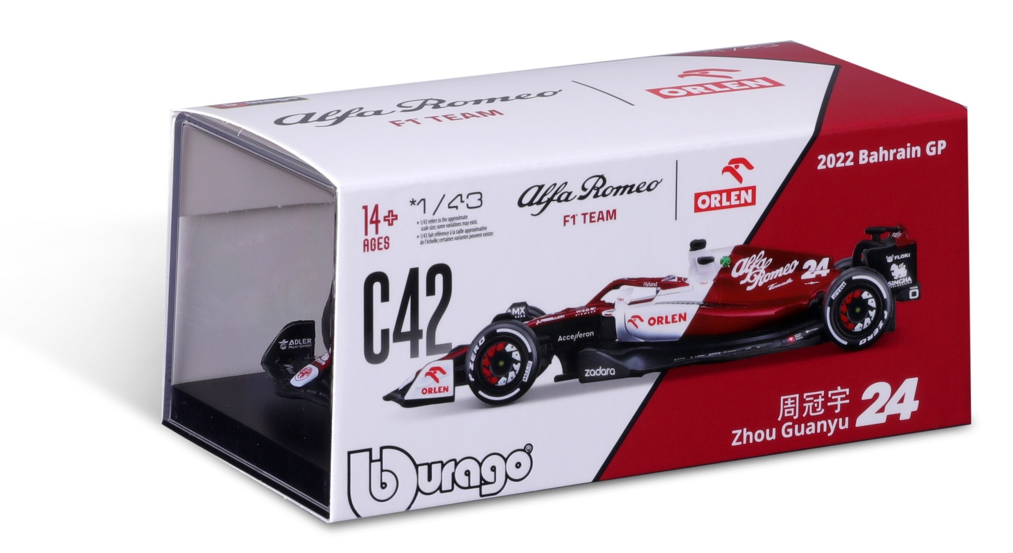 1:43 Alfa Romeo  F1 Team Orlen C42 Guanyu Zhou 2022 *Met figuur*
