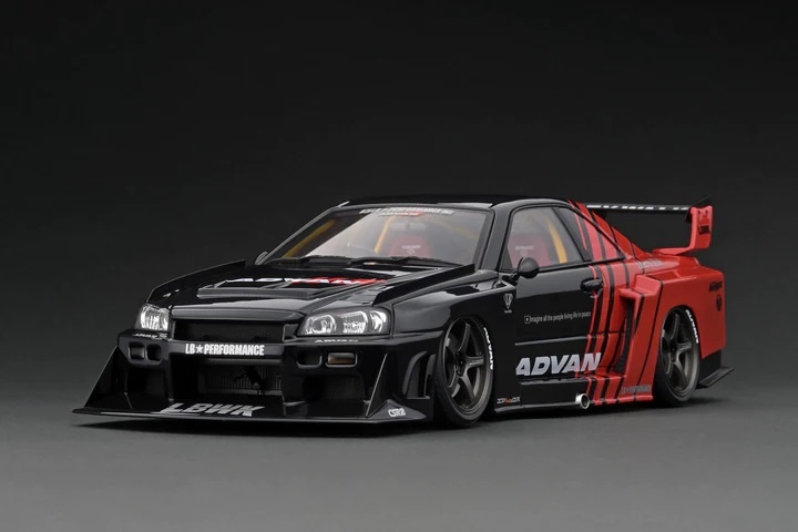 1:18 LB-WORKS Silhouette Nissan Skyline R-34 Black & Red Ignition Models