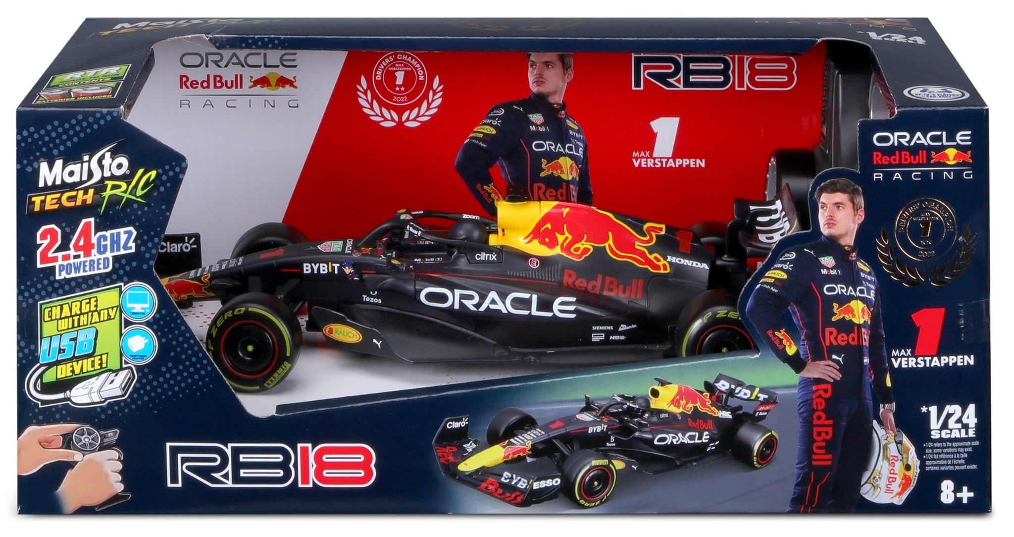 Radiografisch bestuurbaar 1:24 Aston Martin Red Bull Racing RB18 #1 Max Verstappen 2022 Maisto