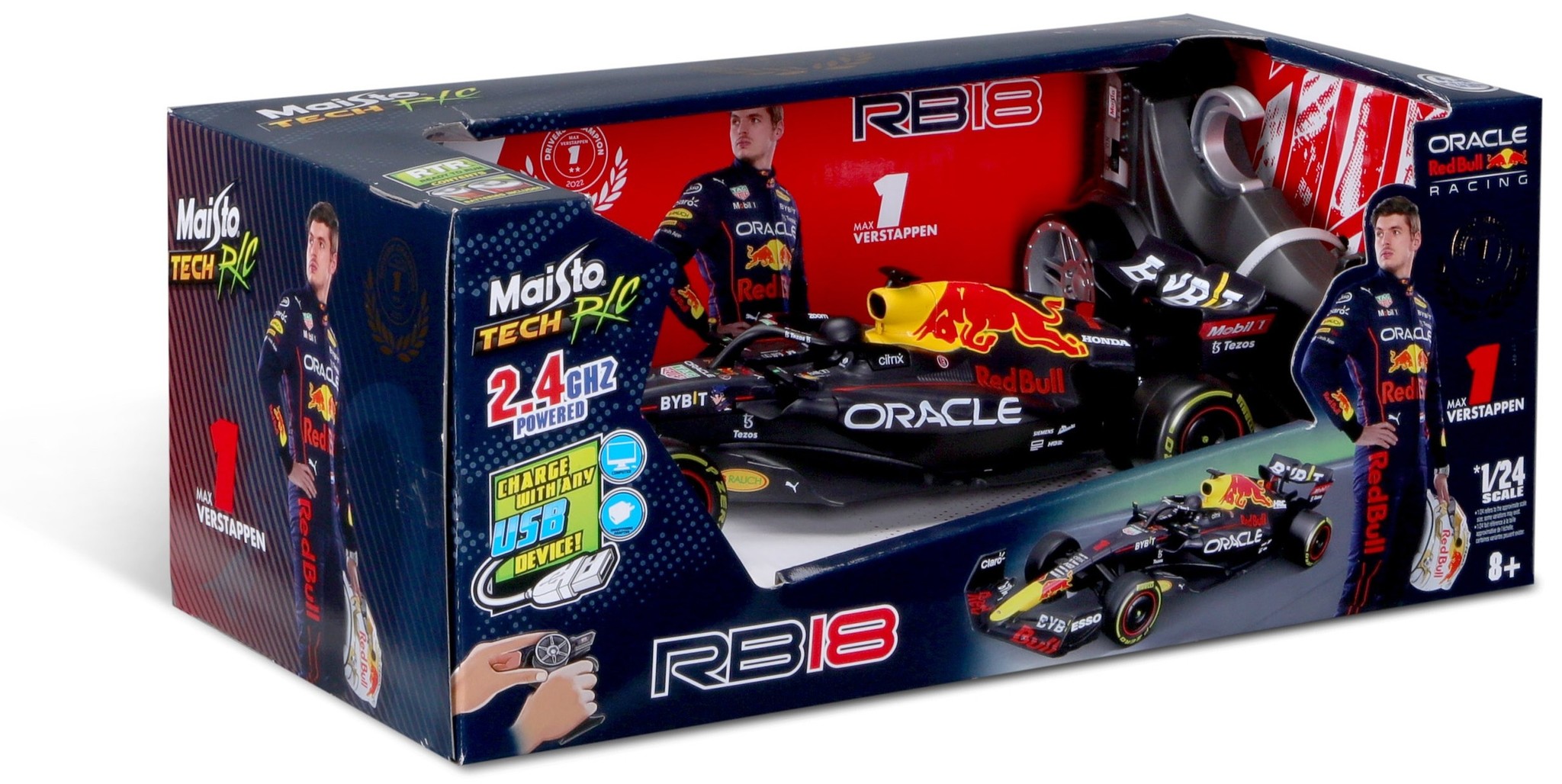 Radiografisch bestuurbaar 1:24 Aston Martin Red Bull Racing RB18 #1 Max Verstappen 2022 Maisto