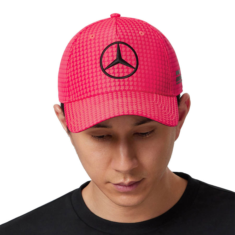 'Adult' 2023 Mercedes AMG Petronas Motorsport Lewis Hamilton Driver Baseball Cap Neon Pink