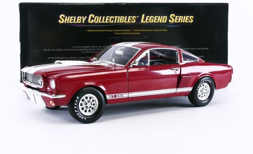 Shelby Mustang GT350 1966 Rood/Wit Schaal 1:18 van Shelby Collectibles