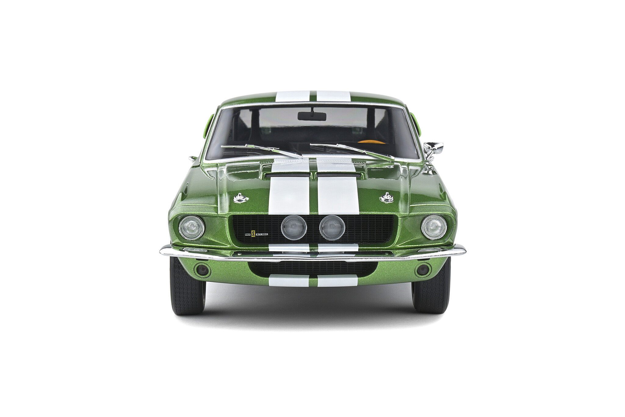 Shelby Mustang GT500 1967 Lime Groen met Witte Strepen Schaal 1:18 van Solido