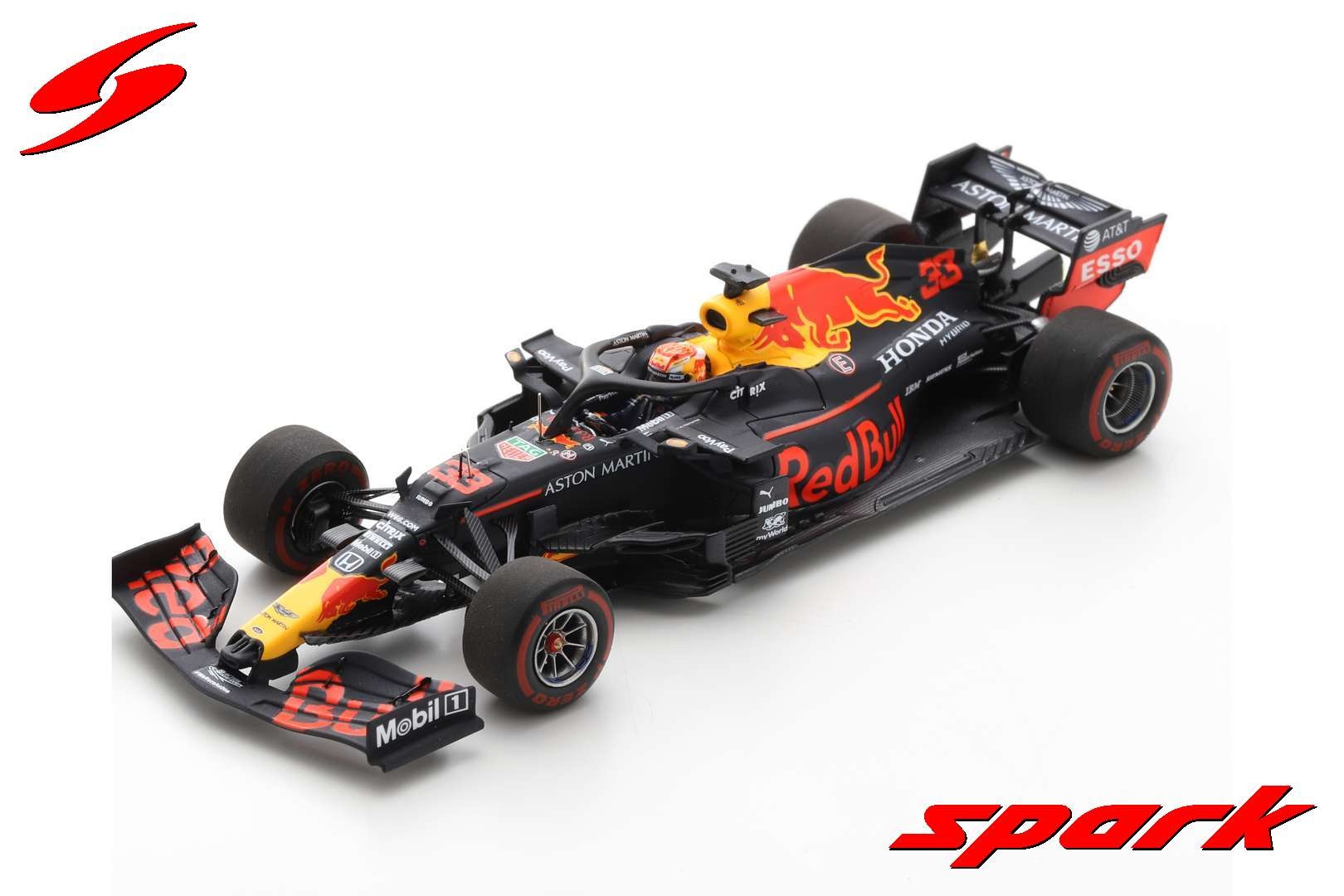 Schaalmodel 1:43 Aston Martin Red Bull Racing RB16 #33 Max Verstappen '3rd Place Styrian GP 2020' Spark