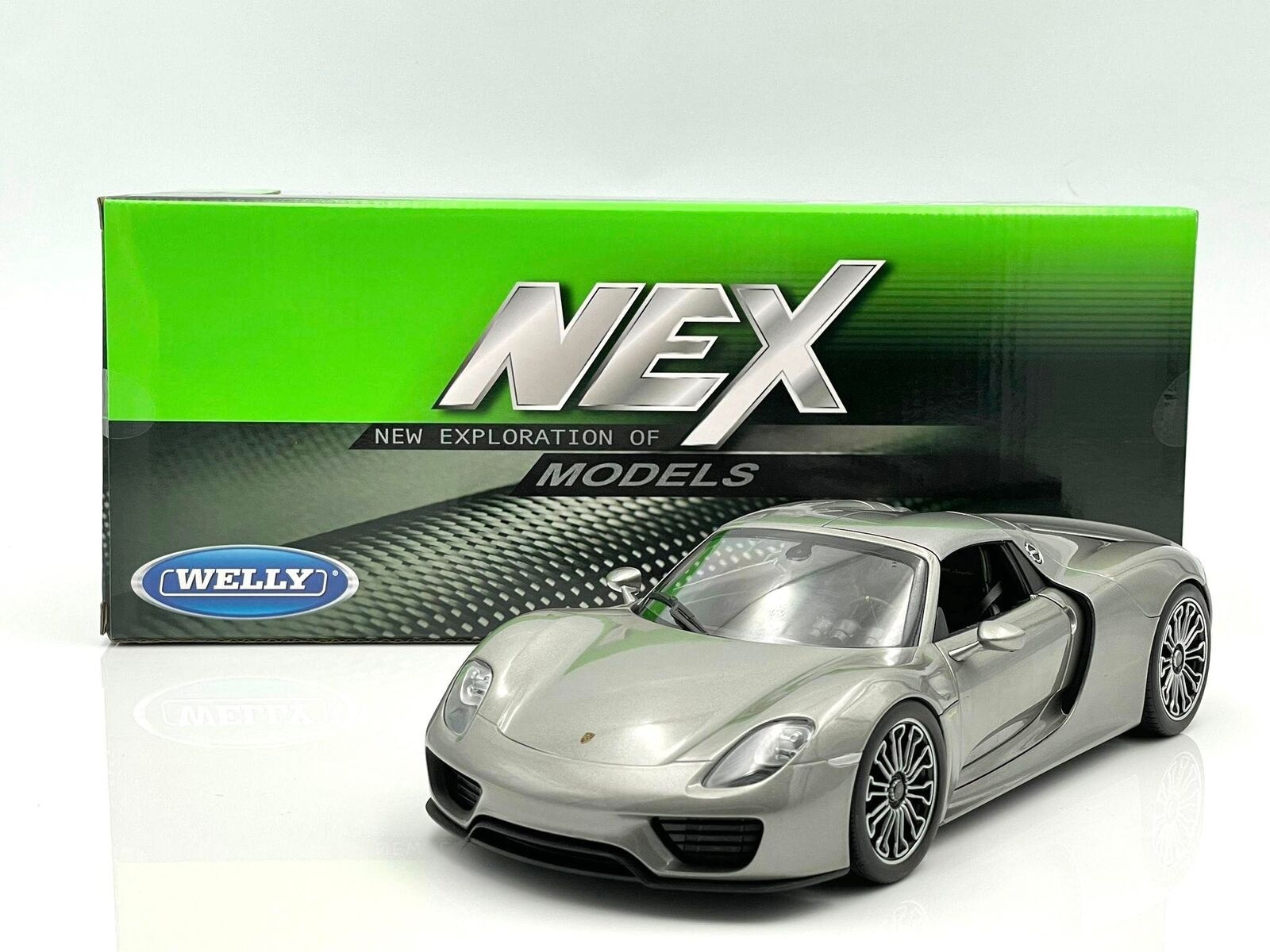 Welly 1:18 Porsche 918 Spyder Hard-Top Grau Metall