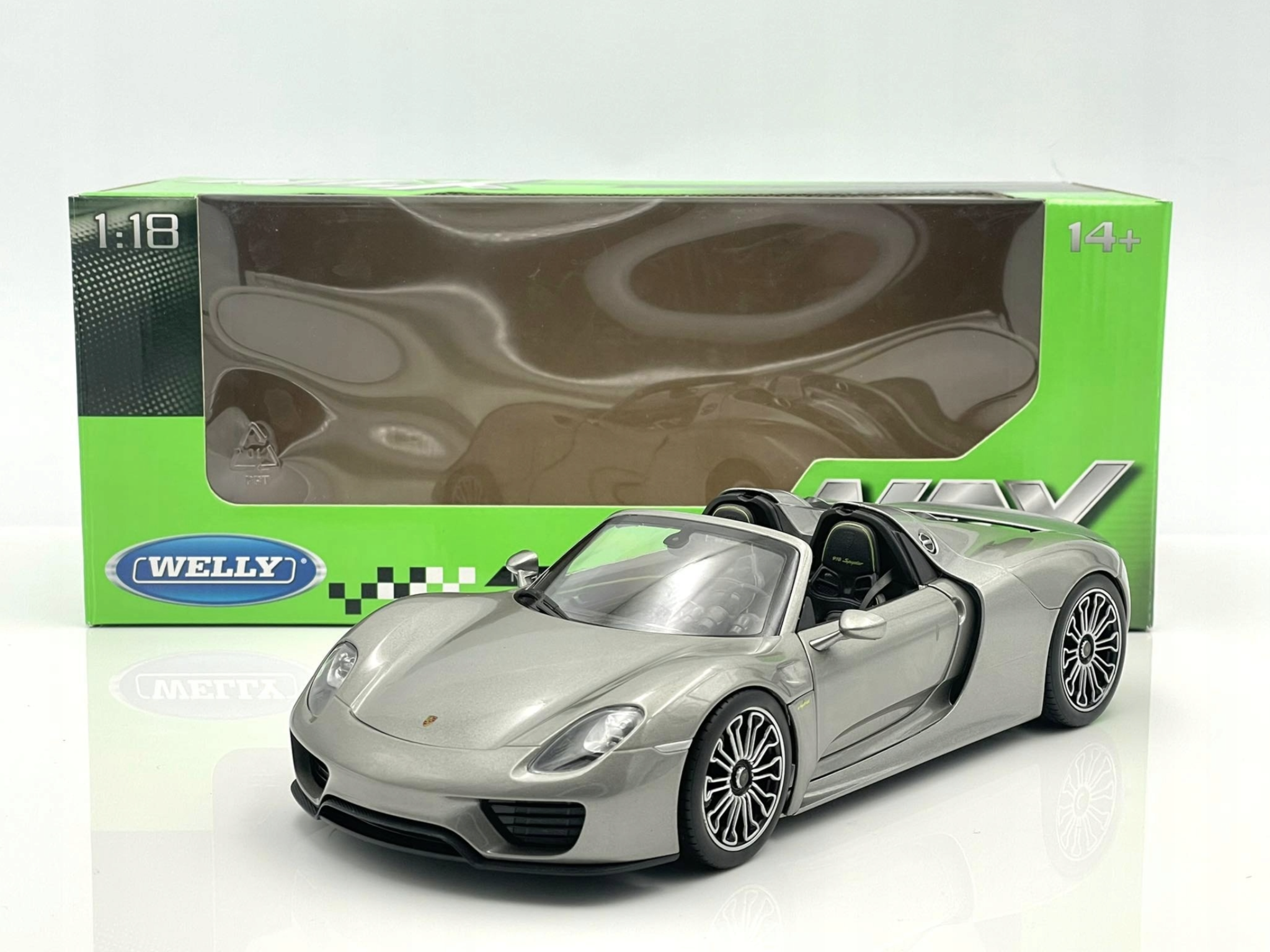 Porsche 918 Spyder Cabriolet Open Top Silver Grey