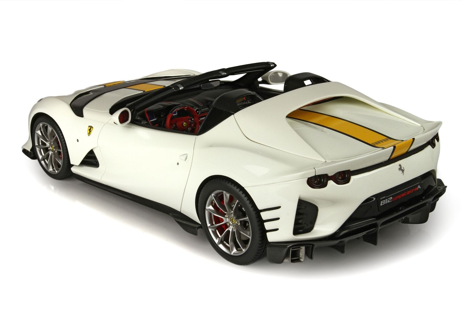 1:18 Ferrari 812 Competizione A Avus White Color With Yellow Stripe 2022 BBR Limited Edition 1/24 pcs.