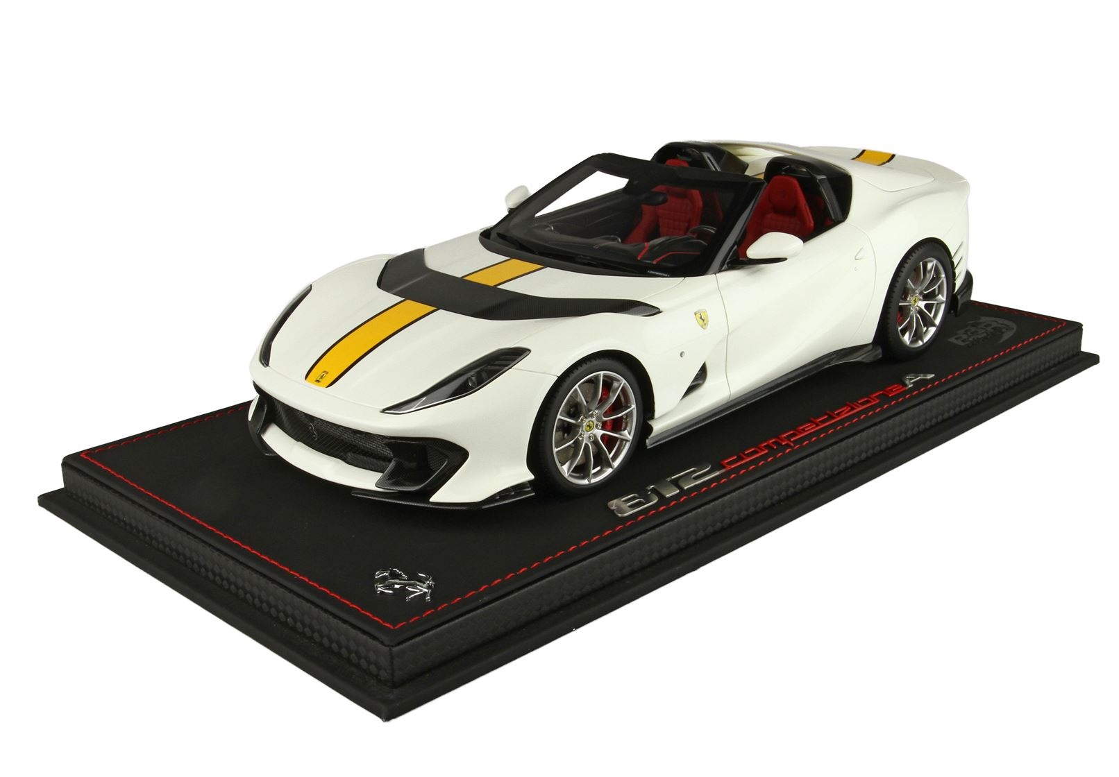 1:18 Ferrari 812 Competizione A Avus White Color With Yellow Stripe 2022 BBR Limited Edition 1/24 pcs.