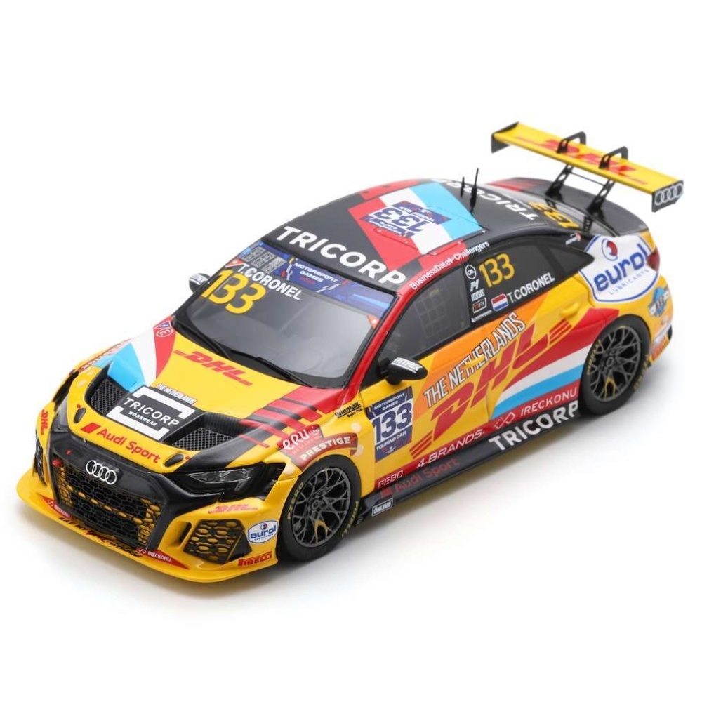 Audi RS3 LMS TCR #133 TOM CORONEL WINNER FIA MOTORSPORT GAMES TOURING CAR CUP PAUL RICARD 2022 geel-rood-zwart SPARK Schaalmodel