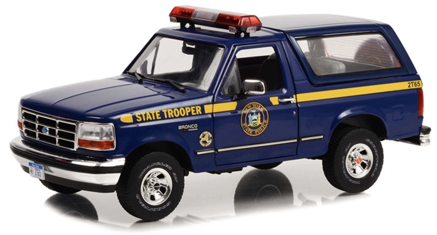 1:18 Ford Bronco Xlt - New York State Police 1996 donker blauw-geel GREENLIGHT COLLECTIBLES Schaalmodel