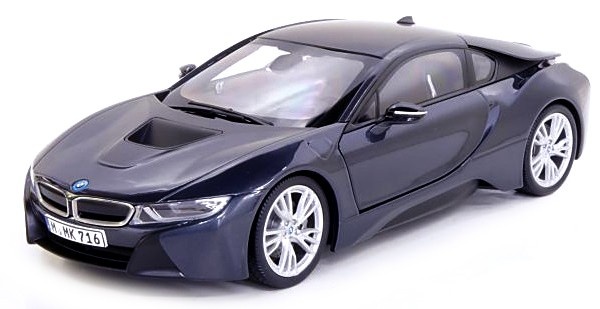 1:18 Bmw I8 2013 grijs-blauw PARAGON MODELS Schaalmodel