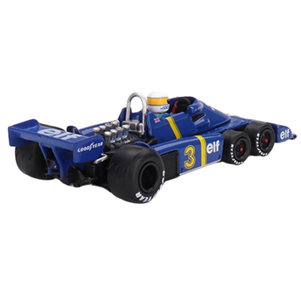 1:64 Tyrrel P34 6-Wheeler #3 Jody Scheckter Winner Swedish GP 1976 blue-yellow Mini GT Scale Model