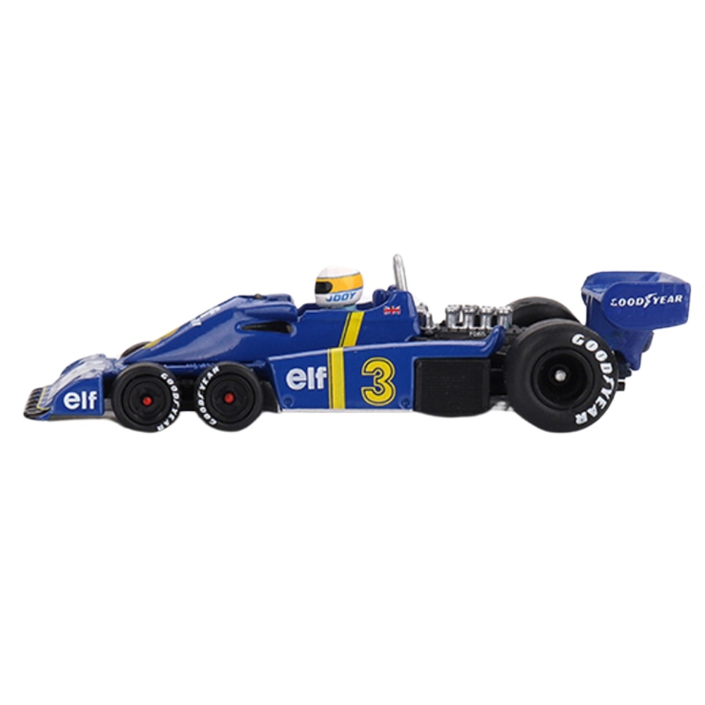 1:64 Tyrrel P34 6-Wheeler #3 Jody Scheckter Winner Swedish GP 1976 blue-yellow Mini GT Scale Model