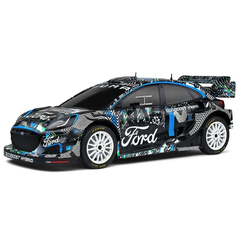 1:18 Ford Puma WRC Rally 1 Hybrid Black Goodwood Festival of Speed 2021 zwart-wit-blauw Solido Schaalmodel