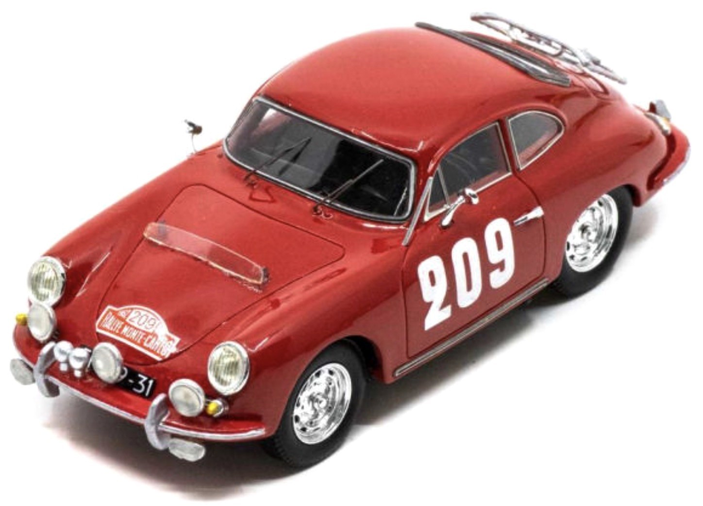 1:43 Porsche 356b T5 1600 #209 Dooijes/slotemaker Rally Monte Carlo 1962 rood Spark Schaalmodel1:43 Porsche 356b T5 1600 #209 Dooijes/slotemaker Rally Monte Carlo 1962 Rot Spark Modellauto im Maßstab
