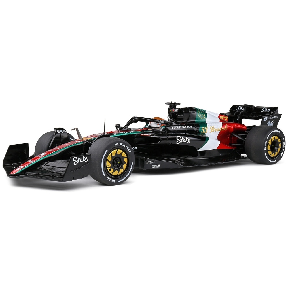 1:18 Alfa Romeo C43 F1 #77 Valtteri Bottas Italian GP 2023 black-red-green-white Solido Scale Model