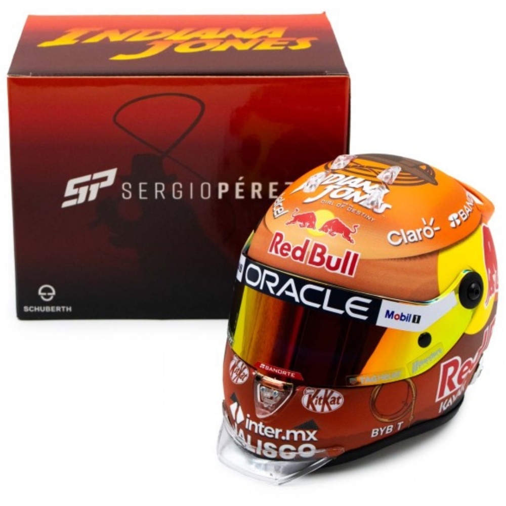 1:2 Sergio Pérez Miniatuur "Indiana Jones" Disney Helmet Formula 1 Canada GP 2023