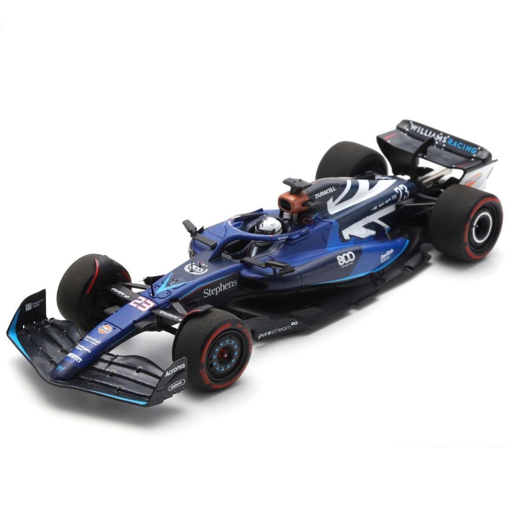 1:43 Williams Racing FW45 #23 Alexander Albon 8th British GP 2023 - Williams 800th GP blauw-zwart-wit Spark Schaalmodel