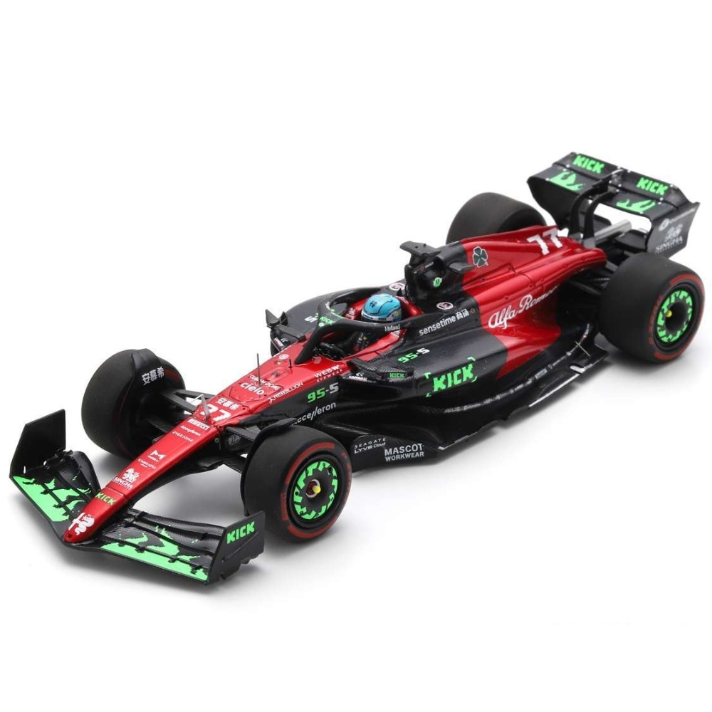 1:43 Alfa Romeo F1 Team Stake C43 #77 Valtteri Bottas Belgian GP 2023 Rood-zwart-groen Spark Schaalmodel