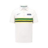 Ayrton Senna Helmet Stripe Polo White - Senna Foundation Collection