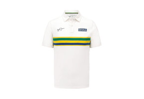 Ayrton Senna Helmet Stripe Polo White