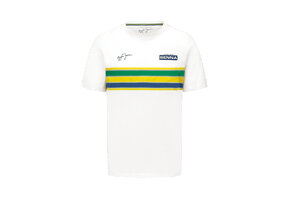 Ayrton Senna Helmet Stripe T-Shirt White