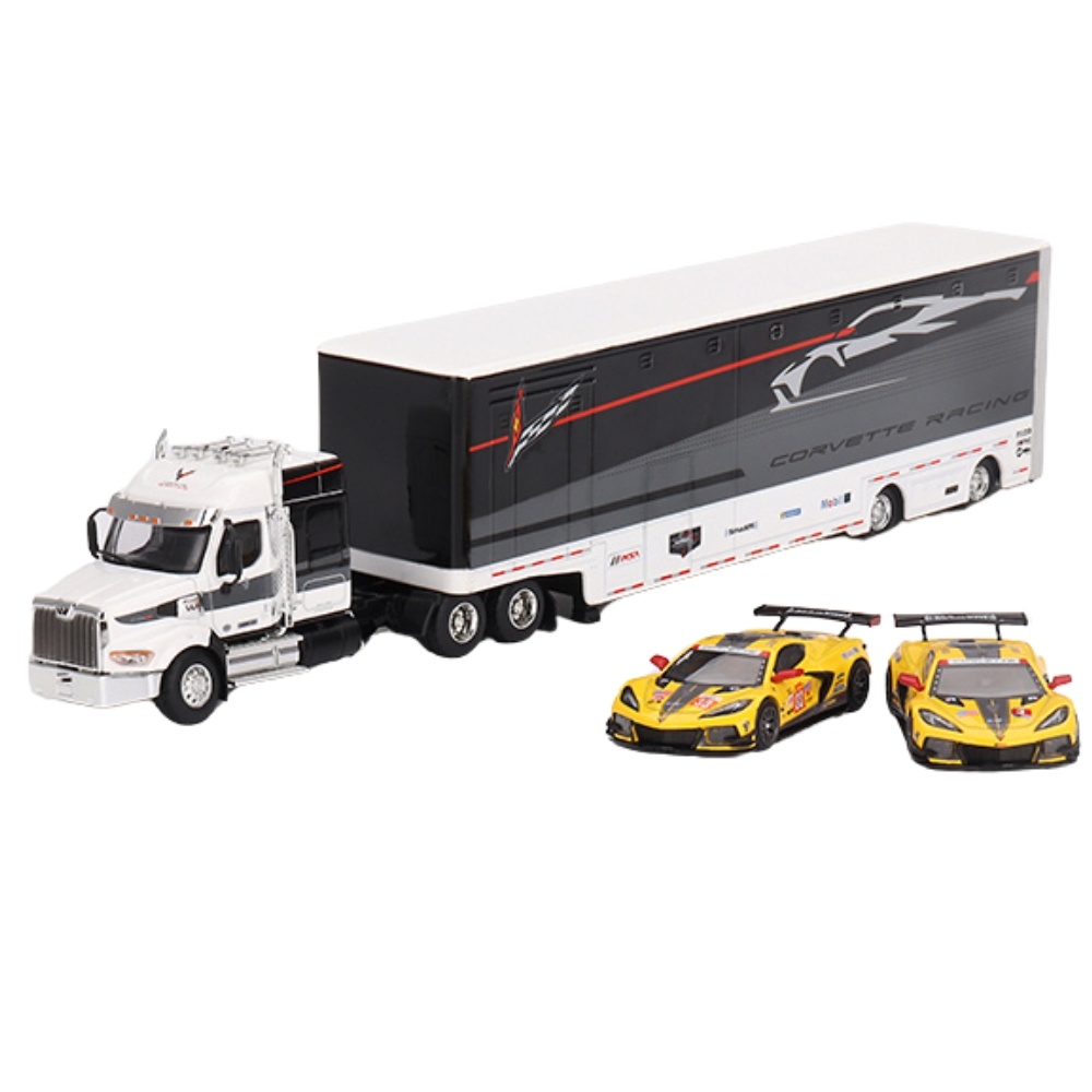 1:64 Western Star 49x Chevrolet Corvette Racing C8.r Transporter Set + 2 Cars various Mini GT Scale Model