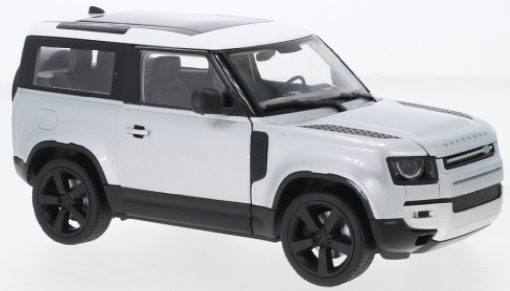 1:24 Land Rover Defender 2020 Silber-Weiß Welly Modellauto