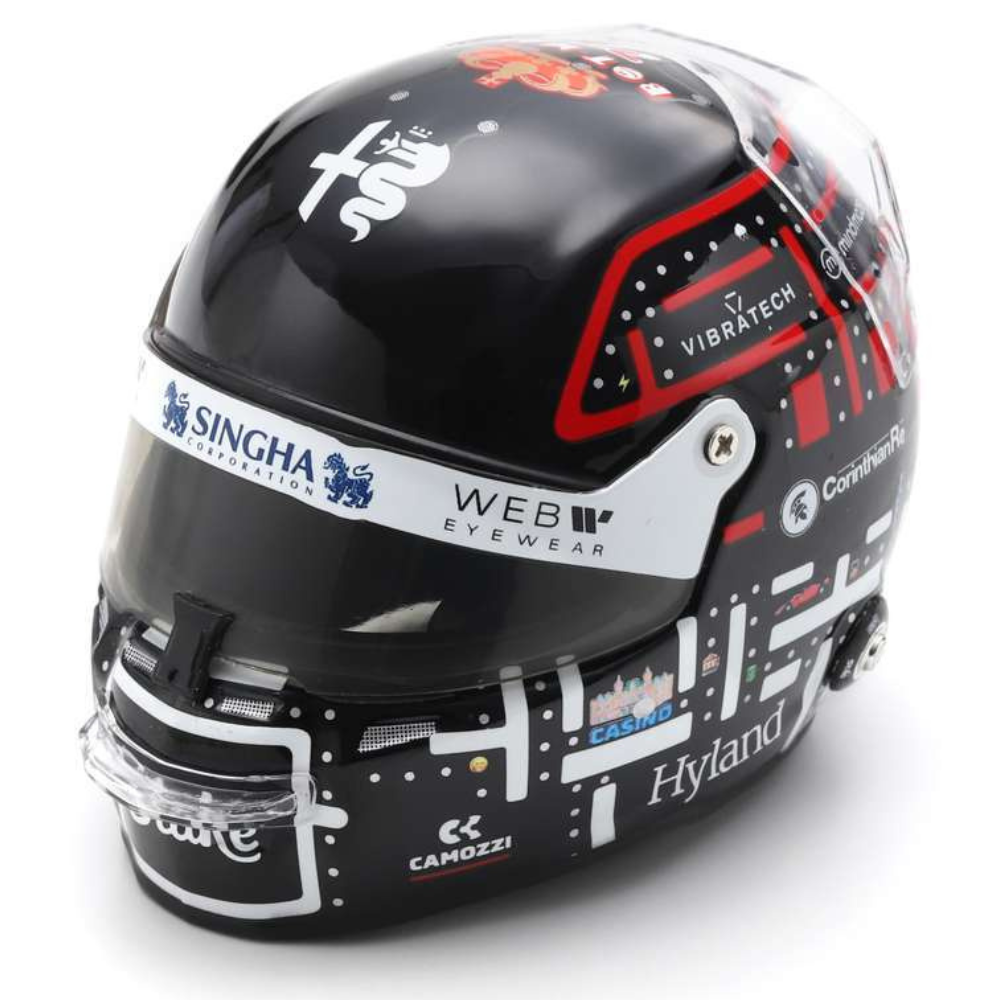 1:5 Alpha Romeo F1 Team Stake - Valtteri Bottas - Monaco GP Helmet 2023 black-white-orange Spark Scale Model