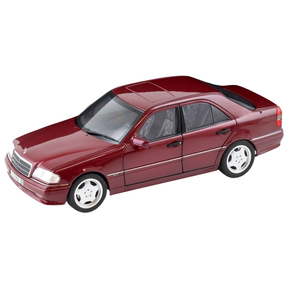 1:18 Mercedes Benz C32 AMG Limousine W 202 1993-1997 donker rood Mercedes Benz Dealermodel Schaalmodel
