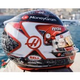 1:5 Moneygram Haas F1 Team - Kevin Magnussen - Monaco GP Helmet 2023 zwart-wit-rood Spark Schaalmodel
