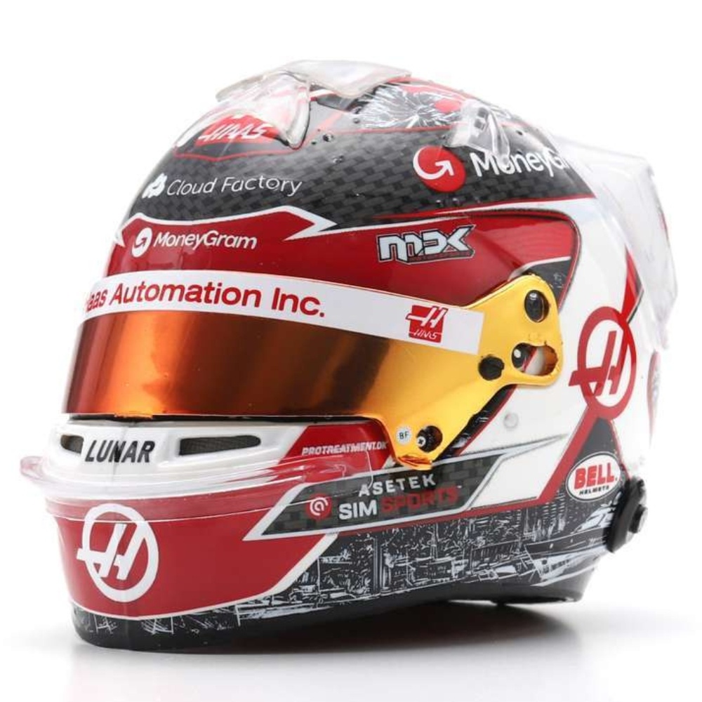 1:5 Moneygram Haas F1 Team - Kevin Magnussen - Monaco GP Helm 2023 schwarz-weiß-rot Spark Maßstabmodell