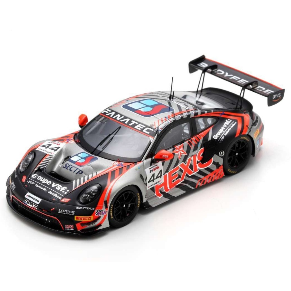 1:43 Porsche 911 GT3 R (992) #44 Mateu/makowiecki/chevalier/palette 24h Spa 2023 black-silver-red Spark Scale Model