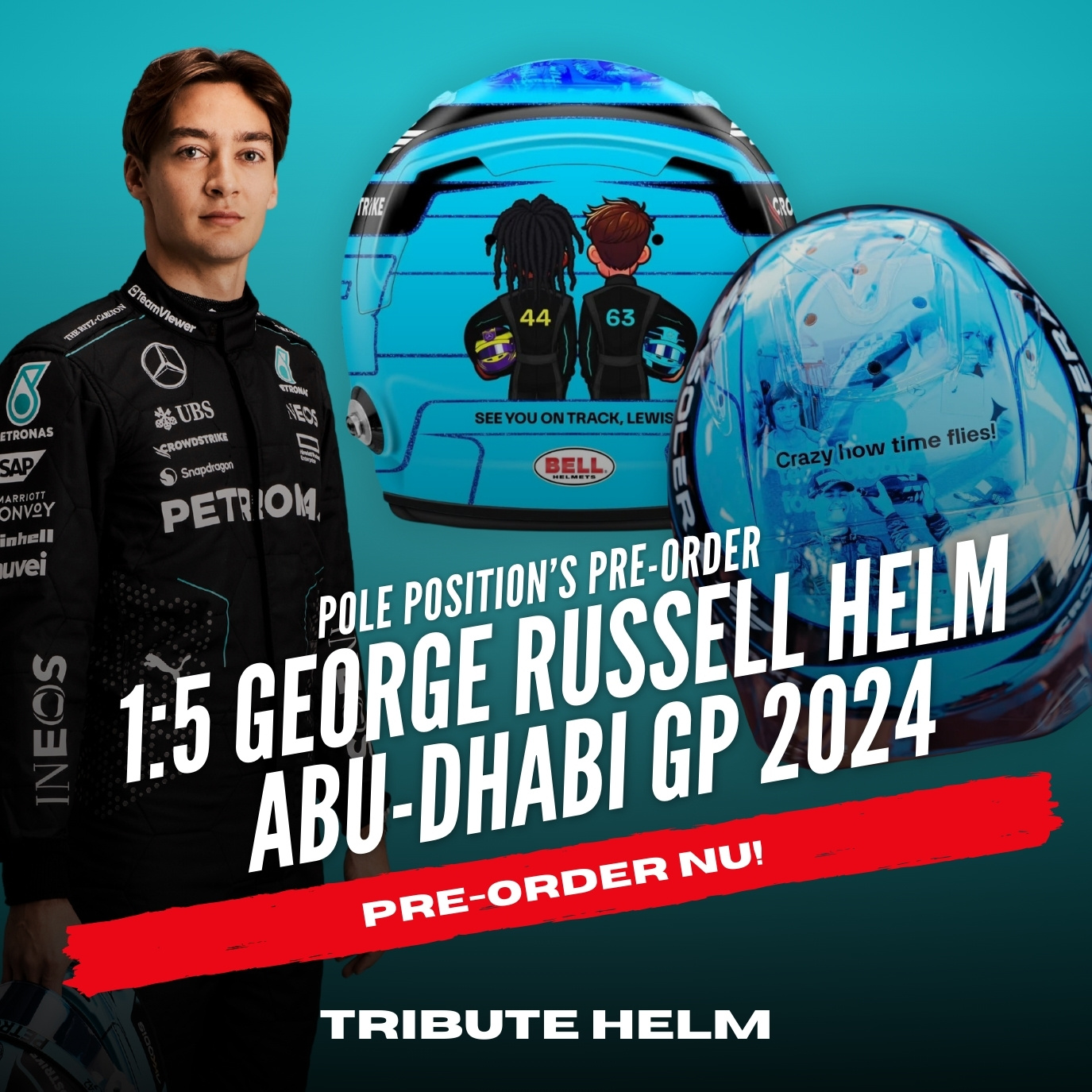 PRE-ORDER: 1:5 George Russell Helm Abu-Dhabi GP 2024 - Spark Models