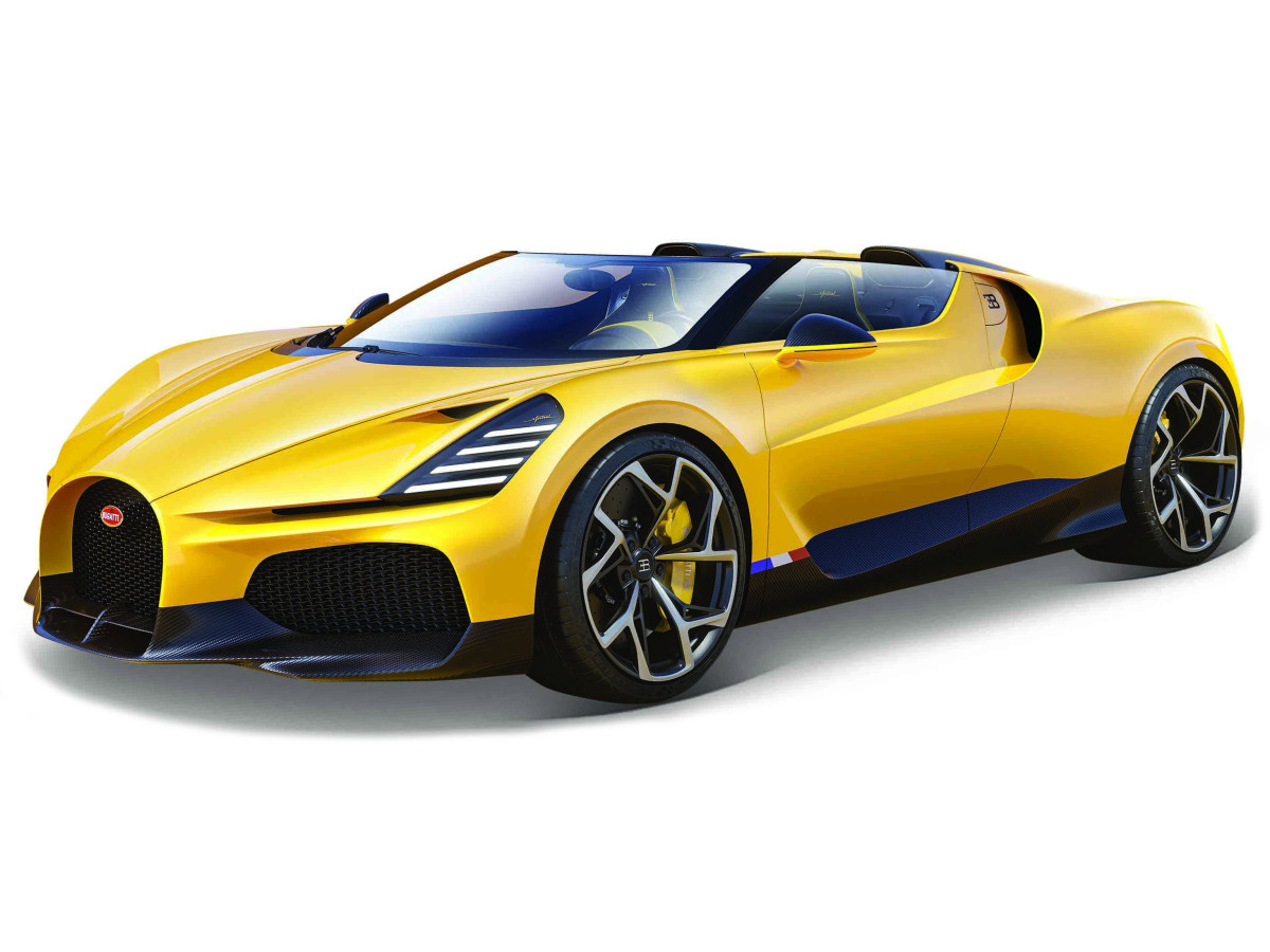 Schaalmodel 1:18 Bugatti W16 Mistral Cabriolet Yellow Bburago