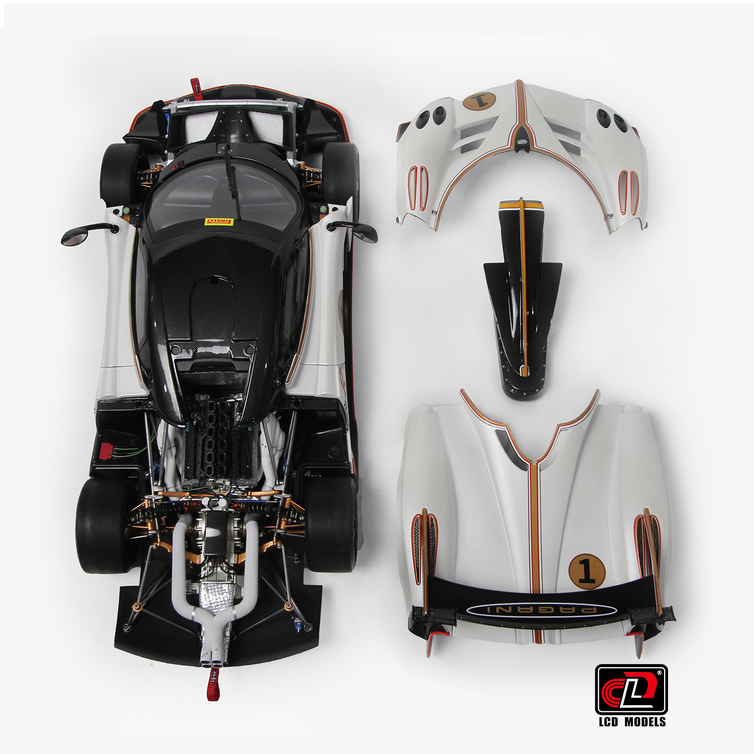 1:18 Pagani Huayra R- Pearl White - LCD Model