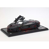 1:18 Ferrari LaFerrari (2013) Matt black with red stripes (Fernando Alonso) real carbon base - display case included - BBR Models