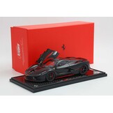 1:18 Ferrari LaFerrari (2013) Matt zwart met rode strepen Fernando Alonso echte carbon base  - met display case - BBR Models